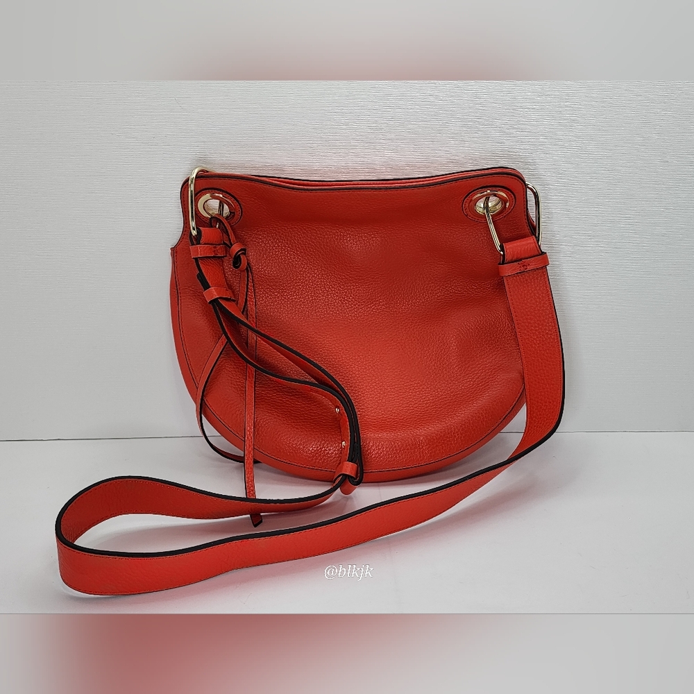 Vince Camuto Faria Pebbled Leather Crossbody *Fire Opal* EUC